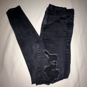 American Eagle Black Ripped Skinny Jeans